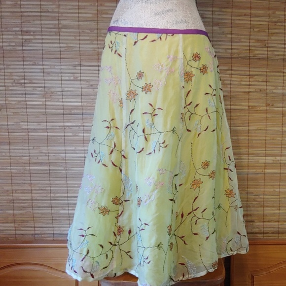 Erica Tanov Dresses & Skirts - Erica Tanov Embroidered Silk Organza Skirt